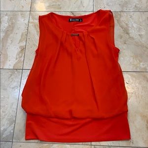 New York & Co vintage sheer red blouse.